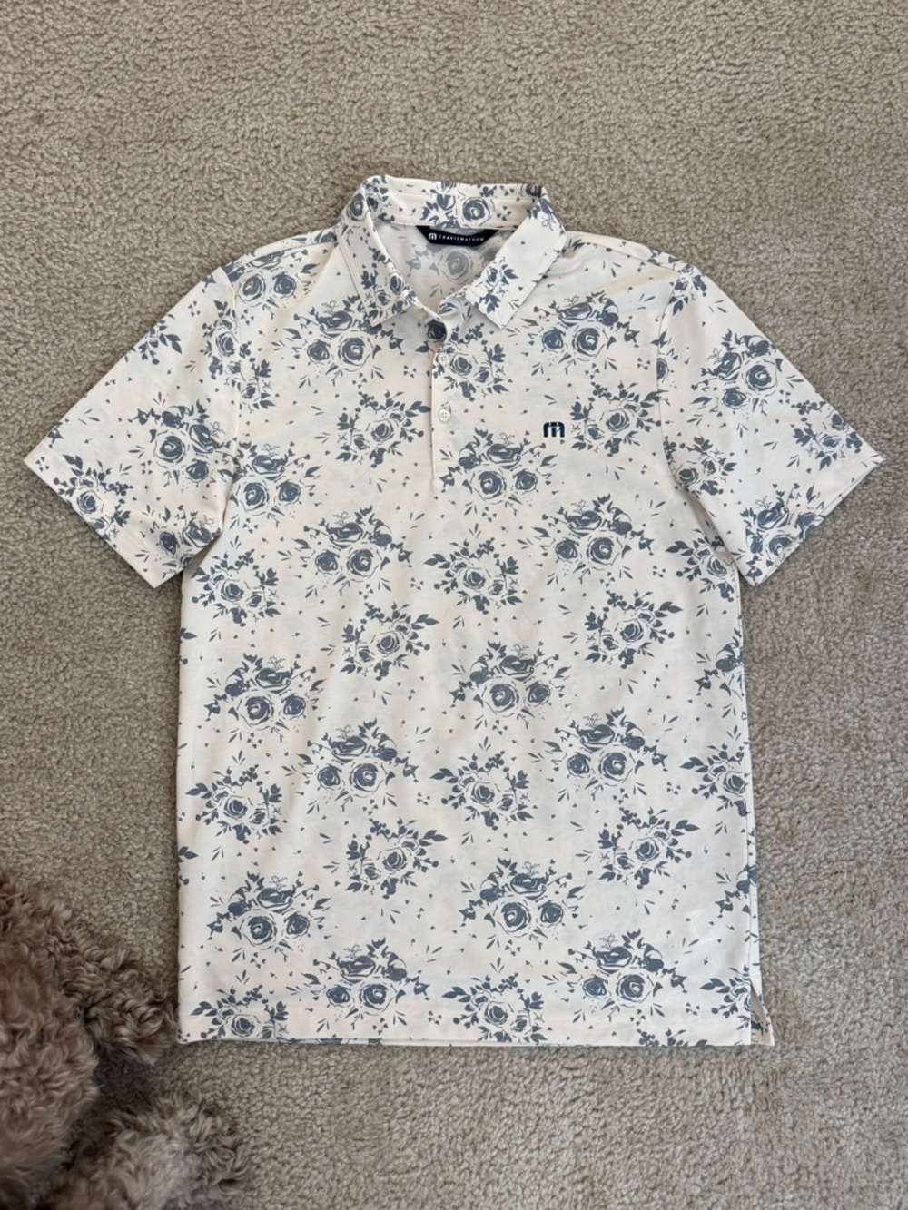 TravisMathew Golf Polo with Blue Floral Print